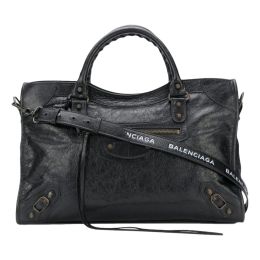 Balenciaga "Classic City" Satchel in Arena Leather - Black