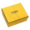 Fendi FF Logo Gray & Blue Pebbled Calf Leather Card Case