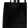 Fendi “Roma” Large Emb. Logo Tote Bag in Calf Leather - Black