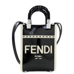 Fendi "FF" Mini Shopper Tote/Crossbody Bag in Leather/Canvas