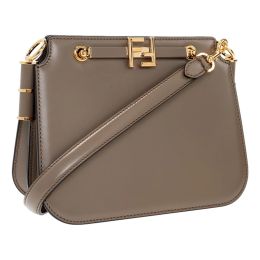 Fendi "Touch" Shoulder Bag in Luxurious Calf Leather - Taupe