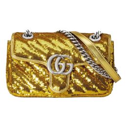 Gucci GG Shoulder Bag in Marmont/Matelasse - Gold Sequence