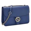 Gucci "Dollar" Interlocking GG Shoulder Bag in Blue Calf Leather