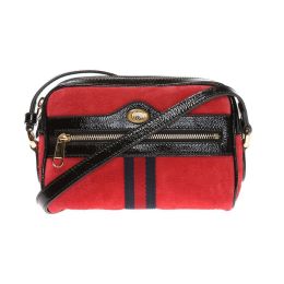 Gucci "Ophidia" Shoulder Bag in Suede/Textured Patent Leather