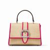 Jimmy Choo “Cheri” Crystal Raffia w/ Leather Trim Med Handbag