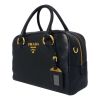 Prada Satchel in Luxurious Calf Leather w/ Striped Strap - Black