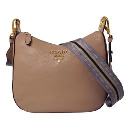 Prada Vitello Daino Calf Leather Shoulder Bag w/ Web Strap