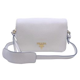 Prada Flap Crossbody Bag in Vitello Phenix Calf Leather - White