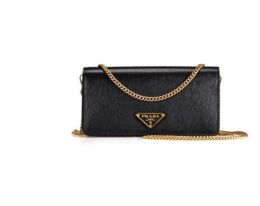 "Miniborse" Crossbody Bag in Vitello Move Leather - Classic Black