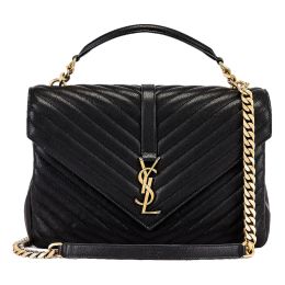 Saint Laurent College Large Shoulder Bag in Quilted Calf Leather