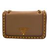 Prada "Pattina" Studded Crossbody Bag in Calf Leather - Beige