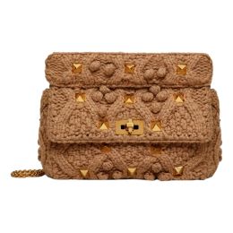 Valentino Garavani "Roman Stud" Knit Cashmere Shoulder Bag