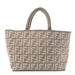 Fendi “FF” Large Versatile Tote Bag in Soft Knitted Cashmere (Please choose color: Tortora Grey)