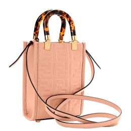 Fendi FF Zucca Print Leather Sunshine Shopper/Crossbody Bag (Please choose color: Baby Pink)