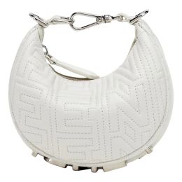 Fendi/Marc Jacobs "Fendigraphy" Calf Leather Nano Hobo Bag (Please choose color: Bianco White)