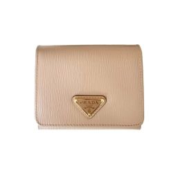 Prada Small Trifold Wallet in Vitello Move Calf Leather (Please choose color: Cipria Beige)