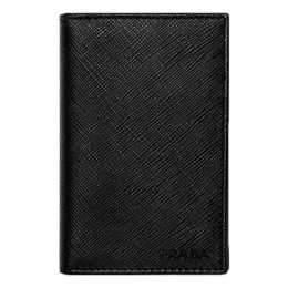 Prada Men's Vertical Bifold Card Holder in Safiano Calf Leather (Please choose color: Classic Black & Grey)