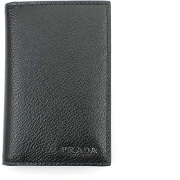 Prada Men's Vitello Micro Grained Leather Vertical Card Holder (Please choose color: Classic Black)