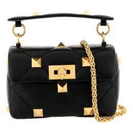 Valentino Garavani Roman Studs Napa Leather Crossbody Bag (Please choose color: Classic Black)