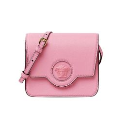 Versace "La Medusa" Crossbody Bag in Pebbled Calf Leather (Please choose color: Pink)