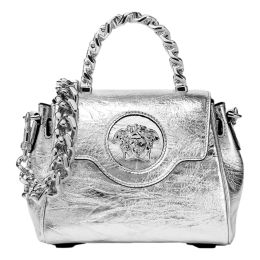 Versace “La Medusa” Mini Handbag in Posh Metallic Calf Leather (Please choose color: Silver)